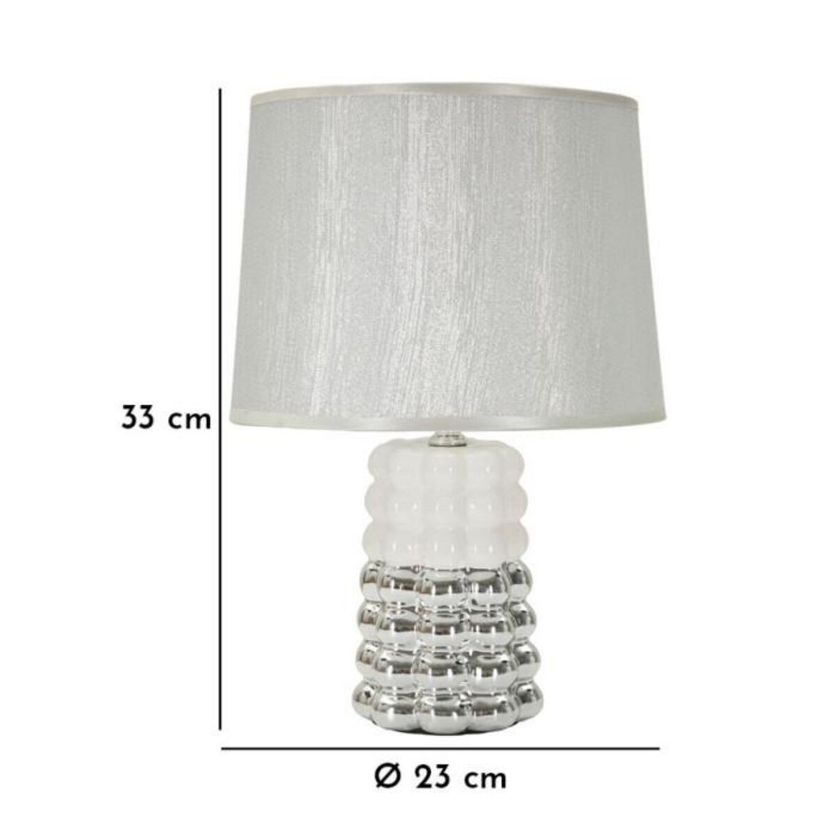Paris Prix Lampe à Poser en Céramique  Lace  33cm Argent & Blanc