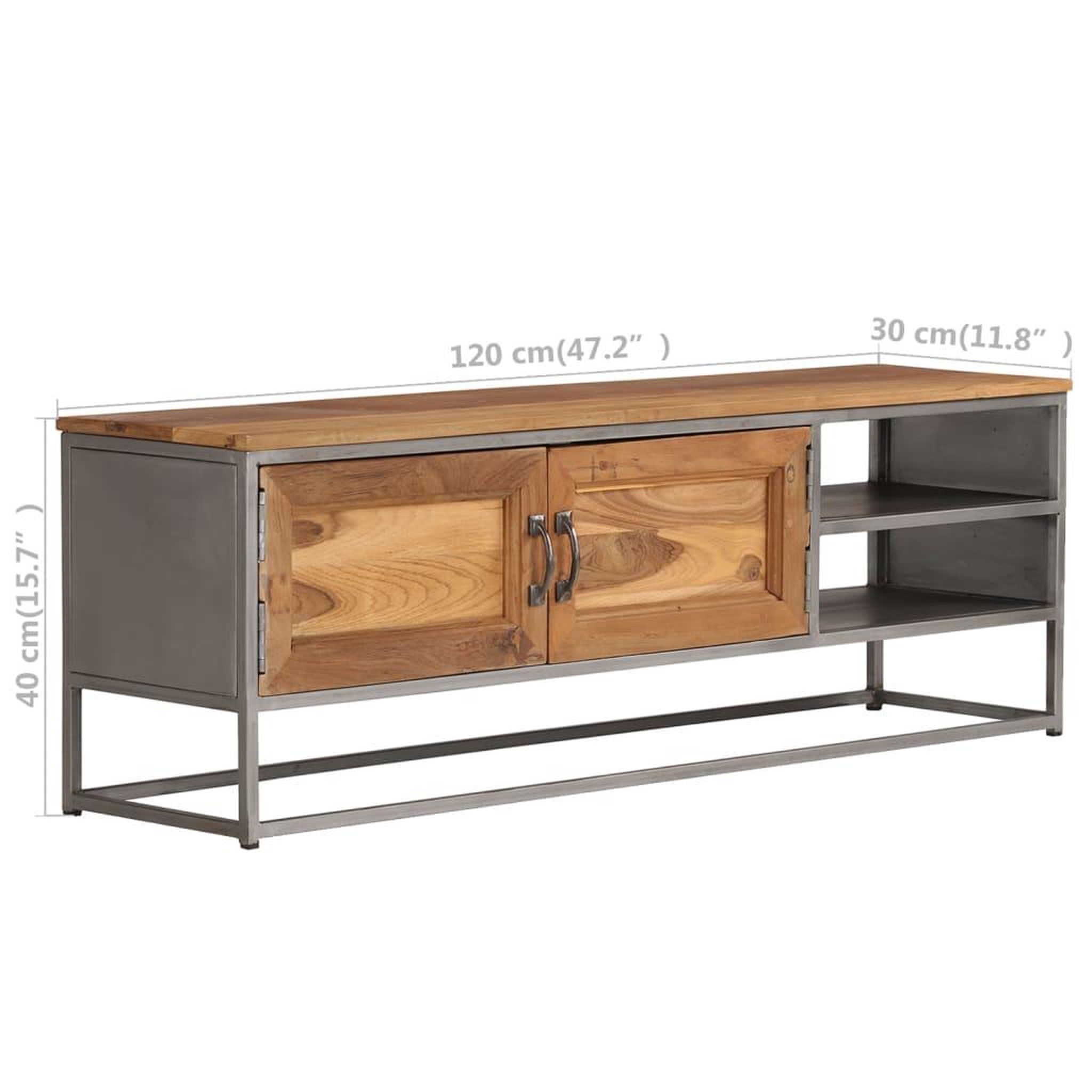 Voir la diapositive 6 : VIDAXL Meuble tv teck recycle et acier 120x30x40 cm