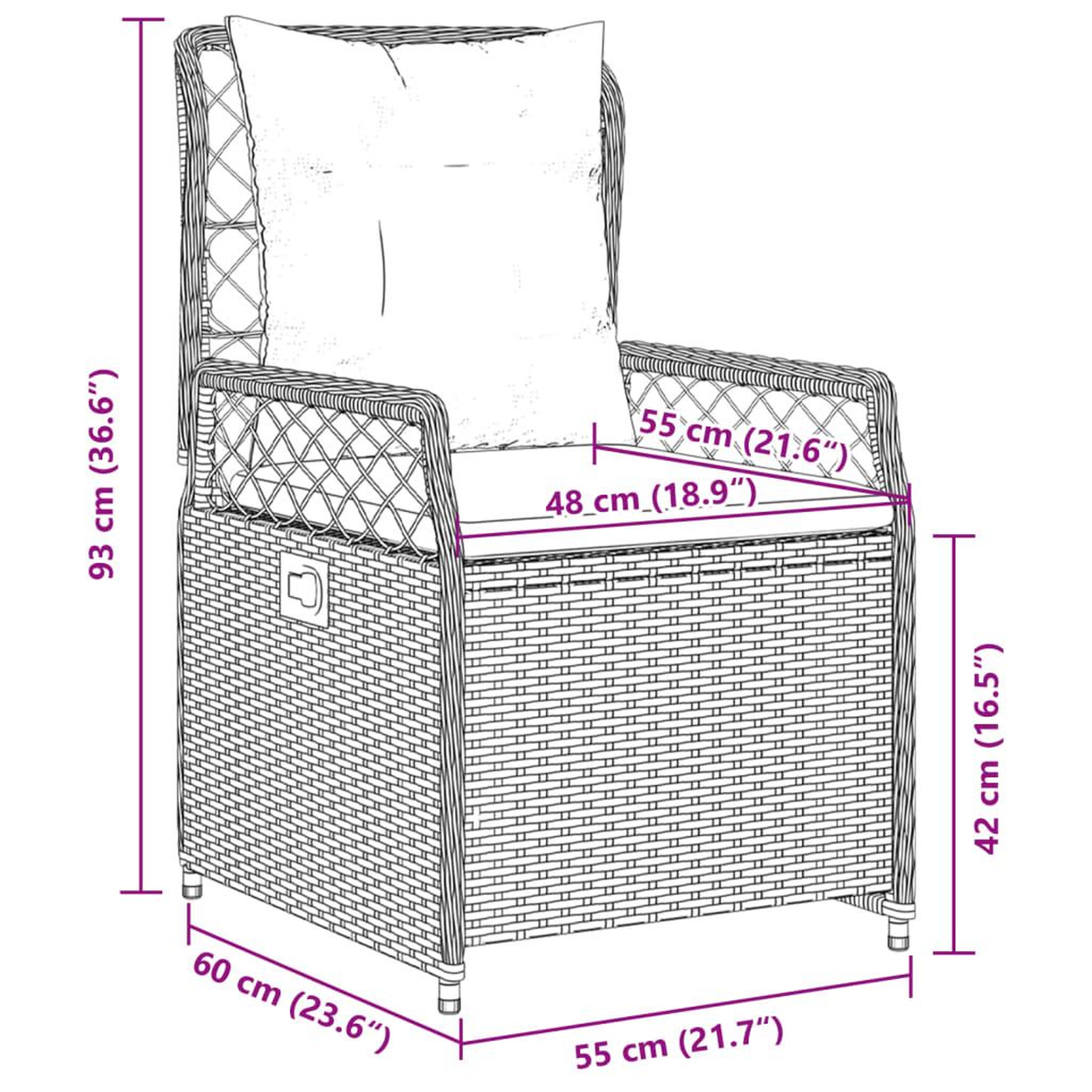 Voir la diapositive 6 : VIDAXL Chaises inclinables de jardin lot de 2 gris resine tressee