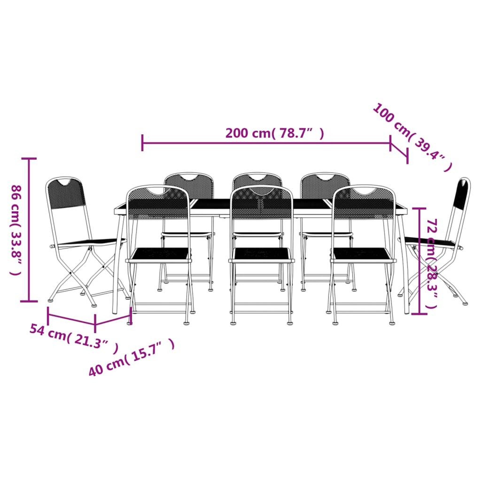 Voir la diapositive 6 : VIDAXL Ensemble a manger de jardin 9 pcs anthracite metal maille