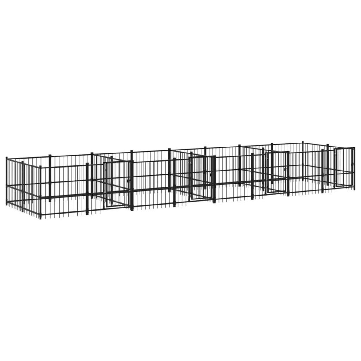 VIDAXL Chenil d'exterieur pour chiens Acier 15,02 m²