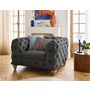 Voir la diapositive 2 : LISA DESIGN Walter - fauteuil chesterfield en velours - pieds bois
