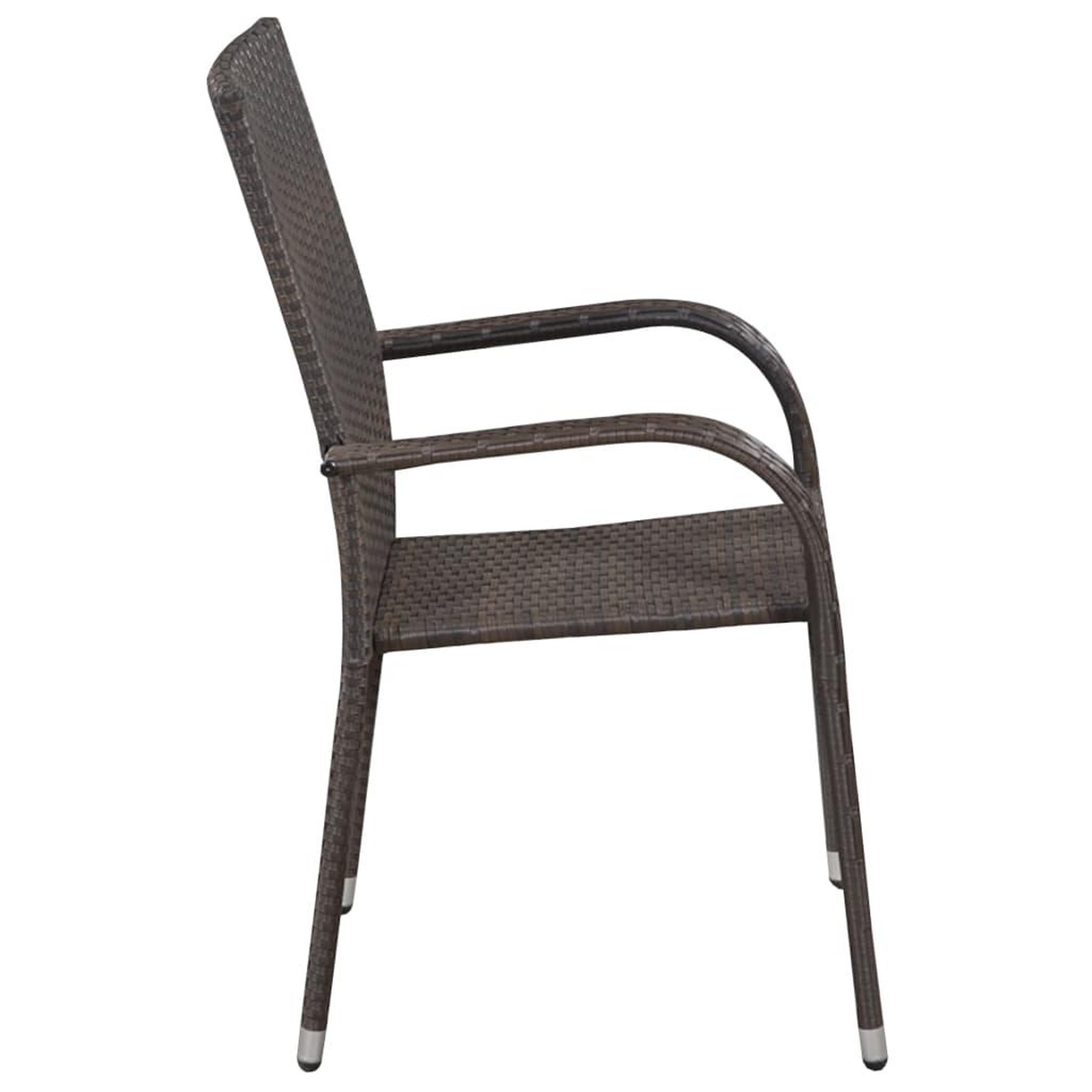 Voir la diapositive 4 : VIDAXL Ensemble a manger de jardin 3pcs Resine tressee Marron