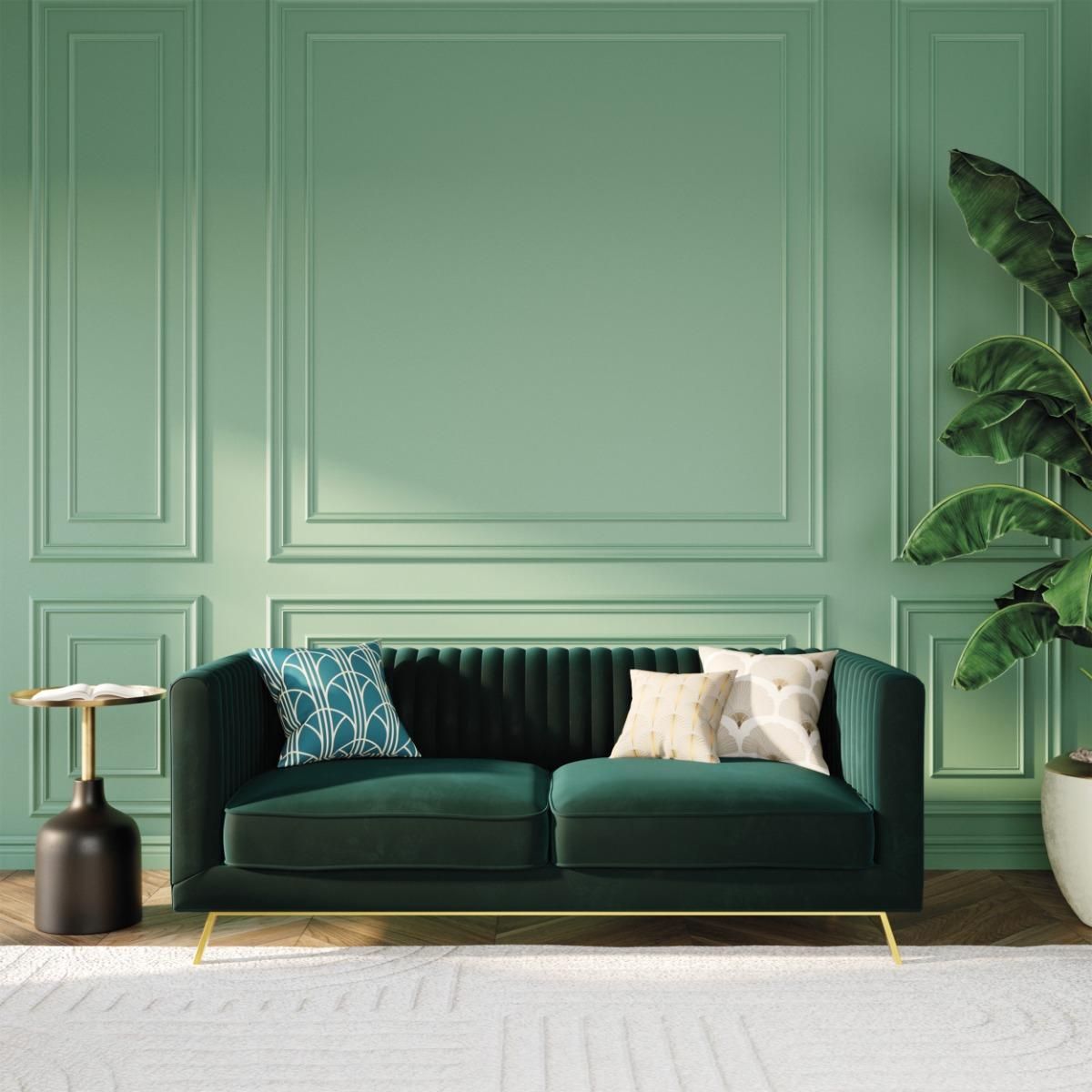 Rendez vous déco Table d'appoint ronde en métal  vert d'eau et laiton D40 cm - Lyne