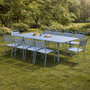 Voir la diapositive 2 : CONCEPT USINE Ensemble table de jardin 200 cm et 8 chaises bleu BERGAME