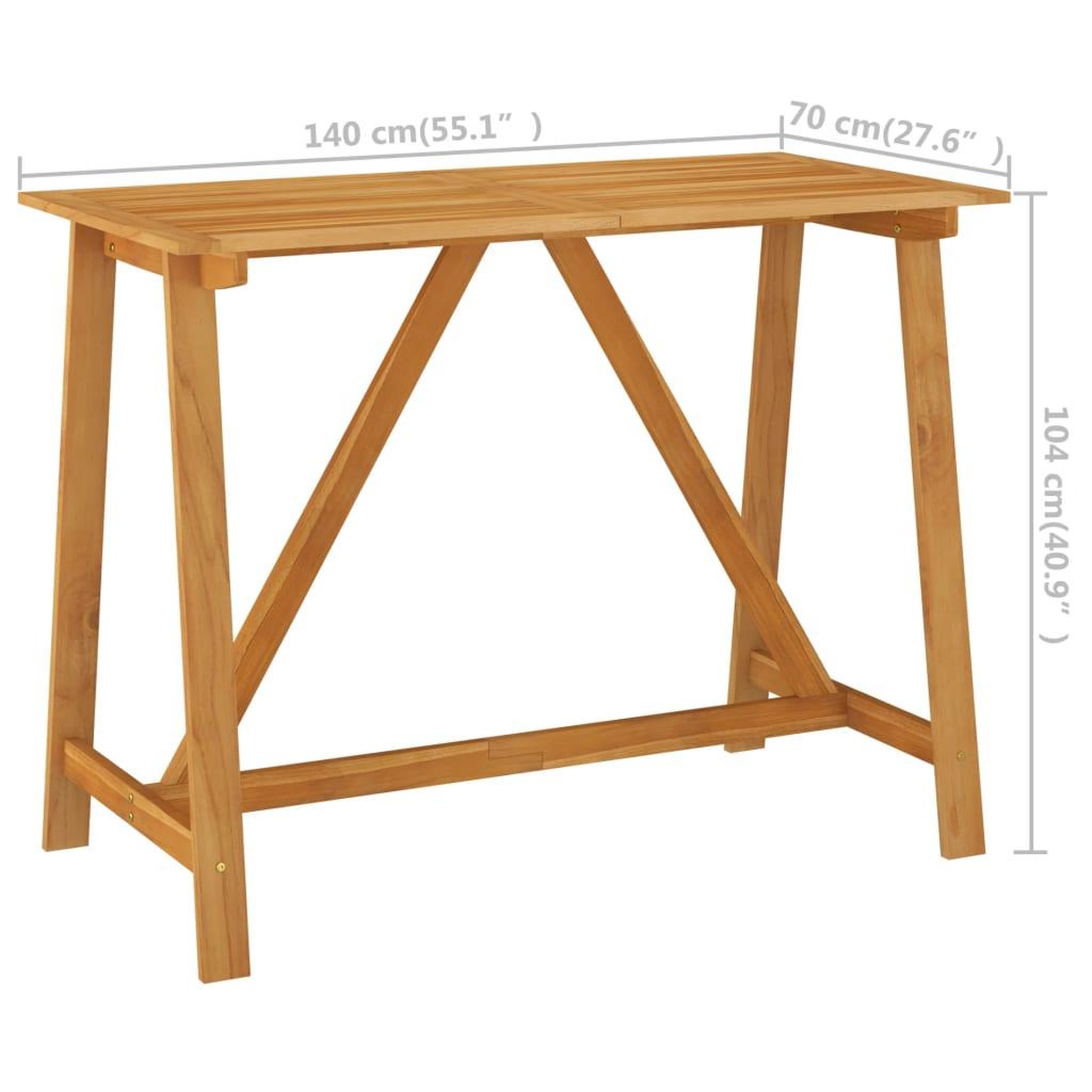 Voir la diapositive 6 : VIDAXL Table de bar de jardin 140x70x104 cm bois d'acacia massif
