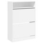 Voir la diapositive 2 : VIDAXL Armoire a chaussures 2 tiroirs rabattables blanc 80x34x116 cm