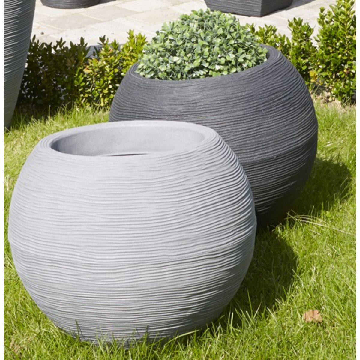 Pot rond à rayures gris CEMEN
