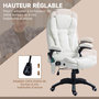 Voir la diapositive 5 : VINSETTO Fauteuil de bureau direction massant chauffant hauteur réglable dossier inclinable effet laine bouclée blanc
