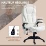 Voir la diapositive 5 : VINSETTO Fauteuil de bureau direction massant chauffant hauteur réglable dossier inclinable effet laine bouclée blanc