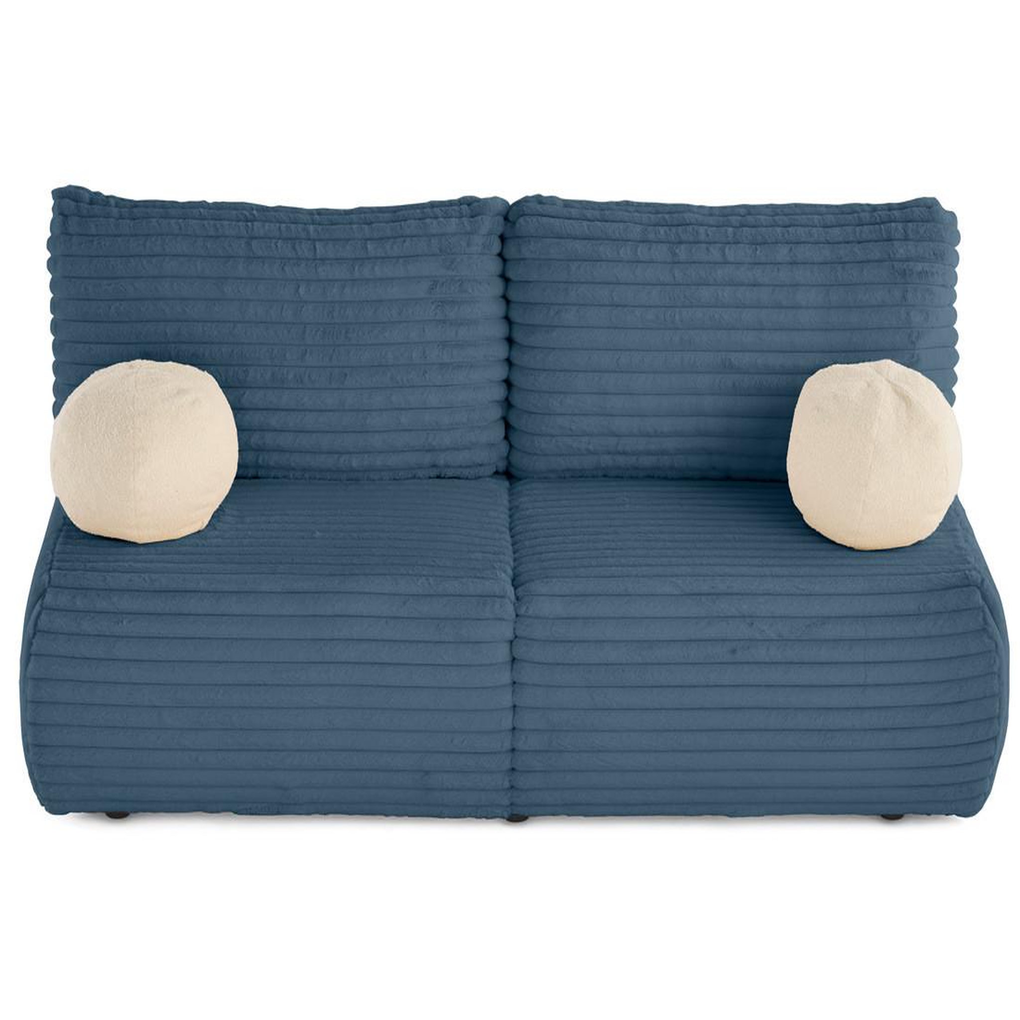 Voir la diapositive 4 : BEST MOBILIER Marvin - canapé 3 places convertible et coffre en fausse fourrure côtelée avec 2 coussins boule inclus