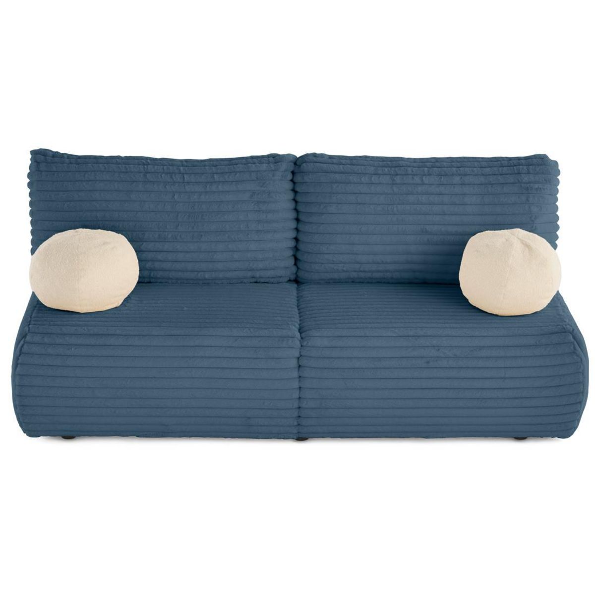 BEST MOBILIER Marvin - canapé 3 places convertible et coffre en fausse fourrure côtelée avec 2 coussins boule inclus