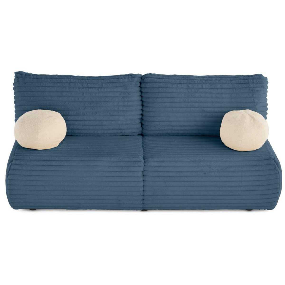 BEST MOBILIER Marvin - canapé 3 places convertible et coffre en fausse fourrure côtelée avec 2 coussins boule inclus