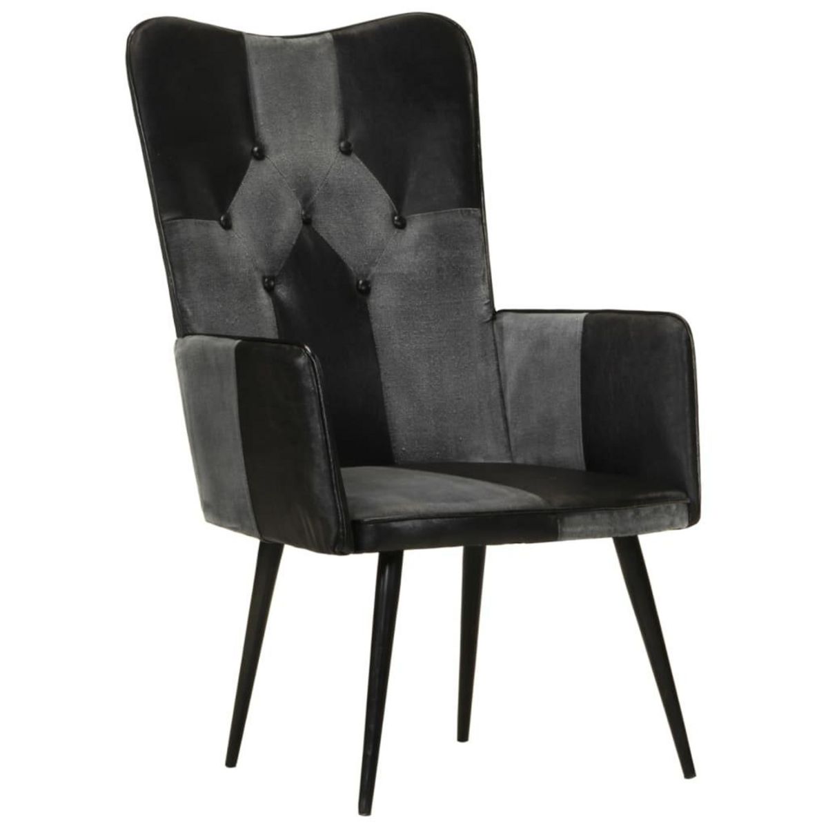 VIDAXL Chaise a oreilles Noir et gris Cuir veritable