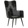 Voir la diapositive 2 : VIDAXL Chaise a oreilles Noir et gris Cuir veritable