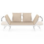 Voir la diapositive 6 : ID MARKET Canapé de jardin, banquette convertible NOLA 2/3 places avec accoudoirs inclinables métal blanc et coussins beige