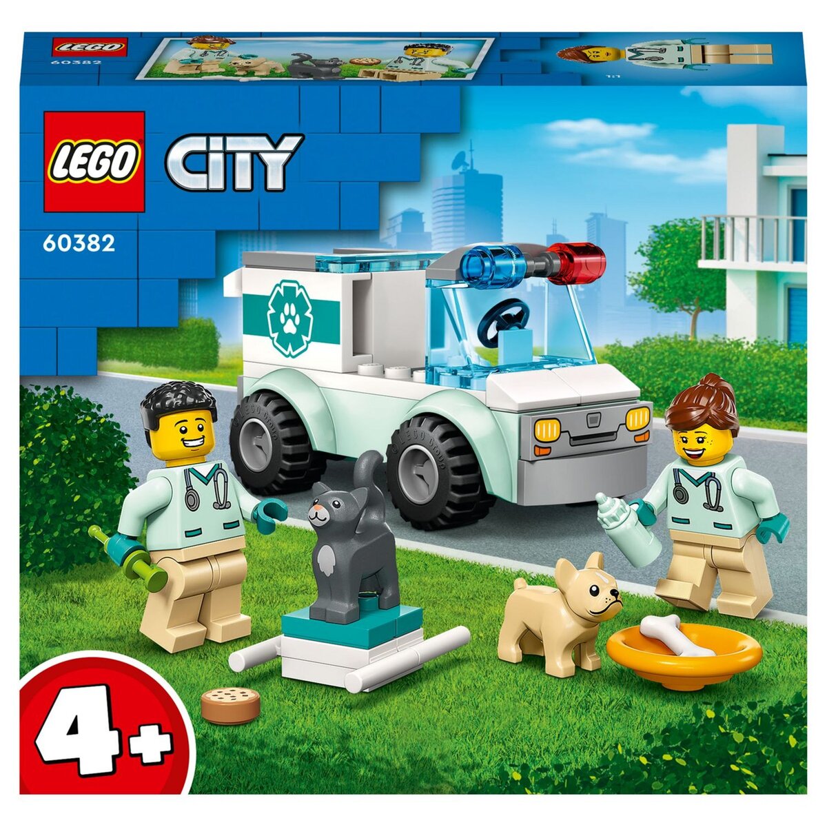 LEGO City 60382 L'intervention du véhicule vétérinaire, Jouet Ambulance  pour Animaux, avec 2 Minifigurines et Figurines Chat et Chien, Enfants 4 Ans  pas cher 