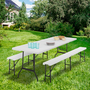 Voir la diapositive 2 : ID MARKET Table pliante d'appoint portable 180 CM et 2 bancs pliables pour camping ou réception