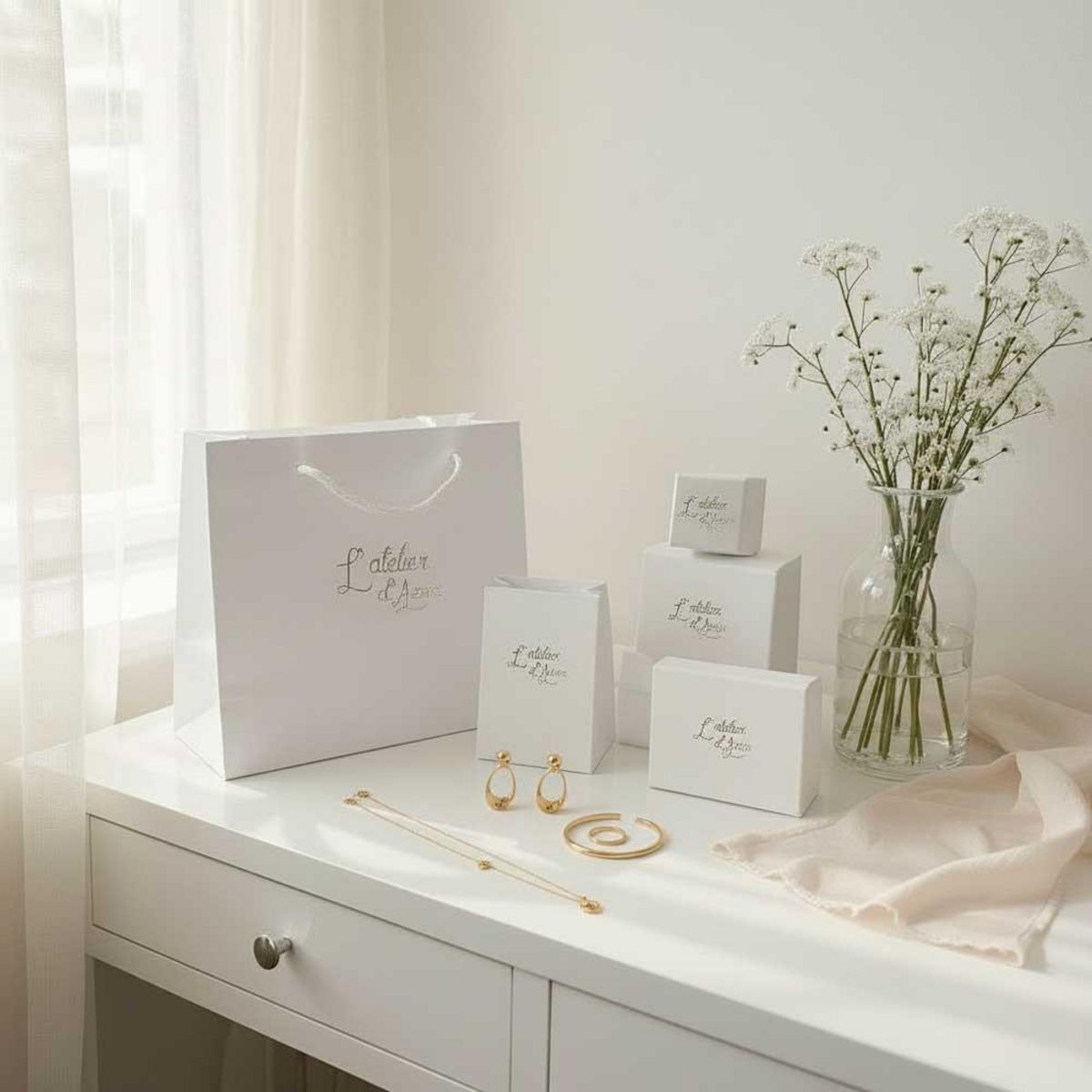 L'ATELIER D'AZUR Bracelet Or Rose et Topazes Bleues