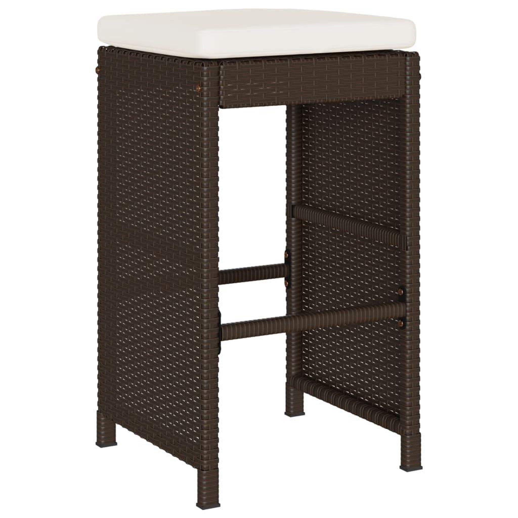 Voir la diapositive 3 : VIDAXL Tabourets de bar jardin coussins lot de 4 marron resine tressee