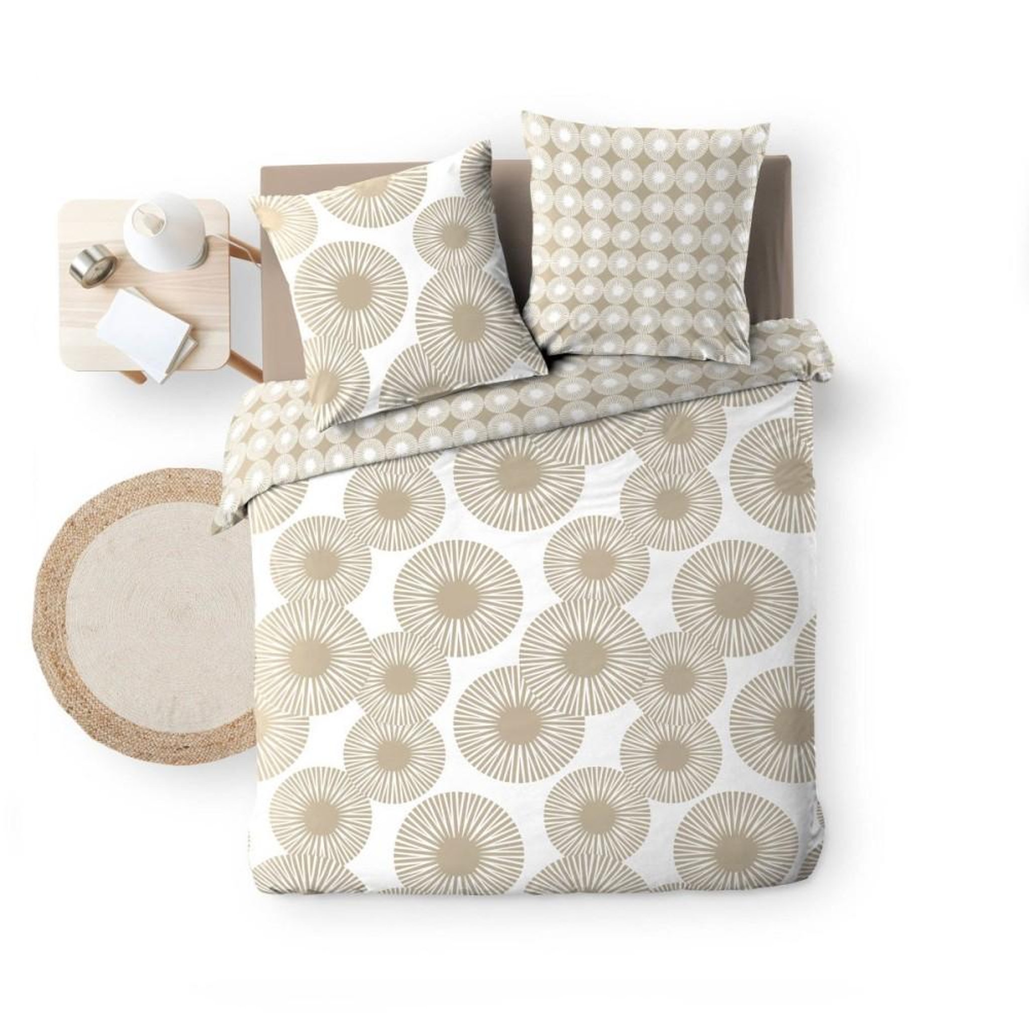 Voir la diapositive 5 : Douceur d'Intérieur Housse de couette 260x240 + 2 taies NEBULLA 100% coton 57 fils