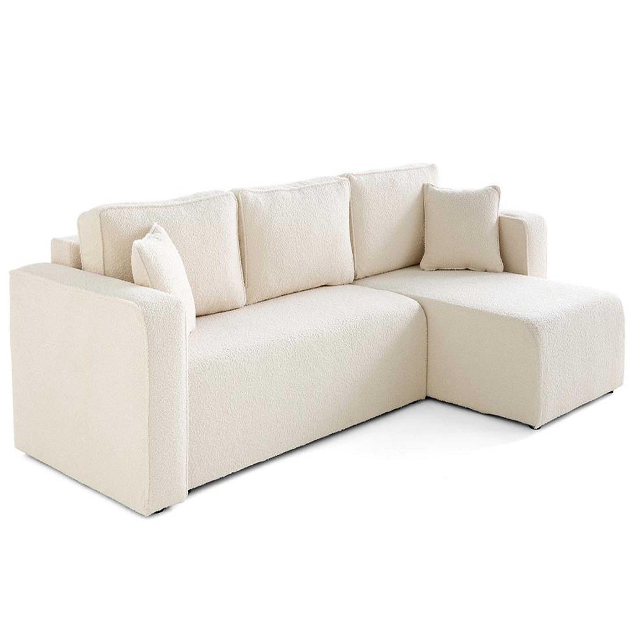 Voir la diapositive 3 : BEST MOBILIER Topaze - canapé d'angle déhoussable réversible 4 places en tissu bouclette