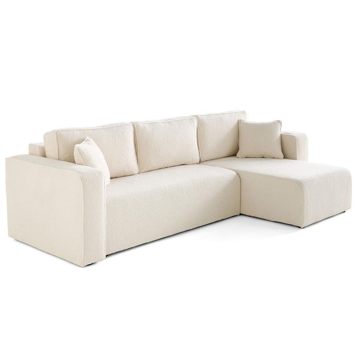 BEST MOBILIER Topaze - canapé d'angle déhoussable réversible 4 places en tissu bouclette