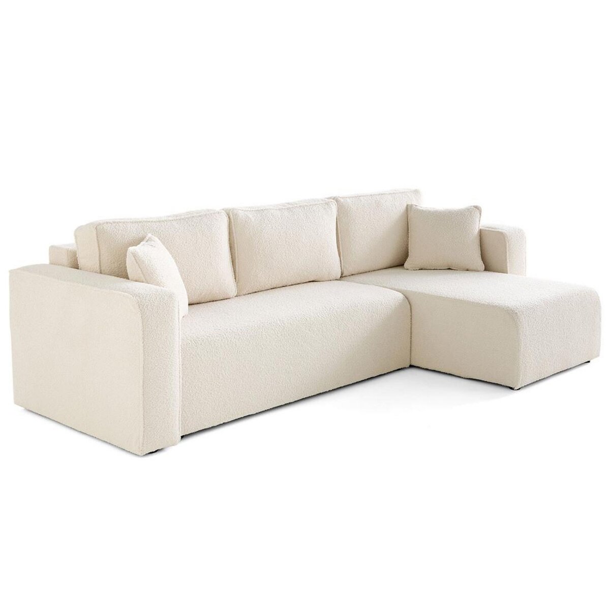 BEST MOBILIER Topaze - canapé d'angle déhoussable réversible 4 places en tissu bouclette