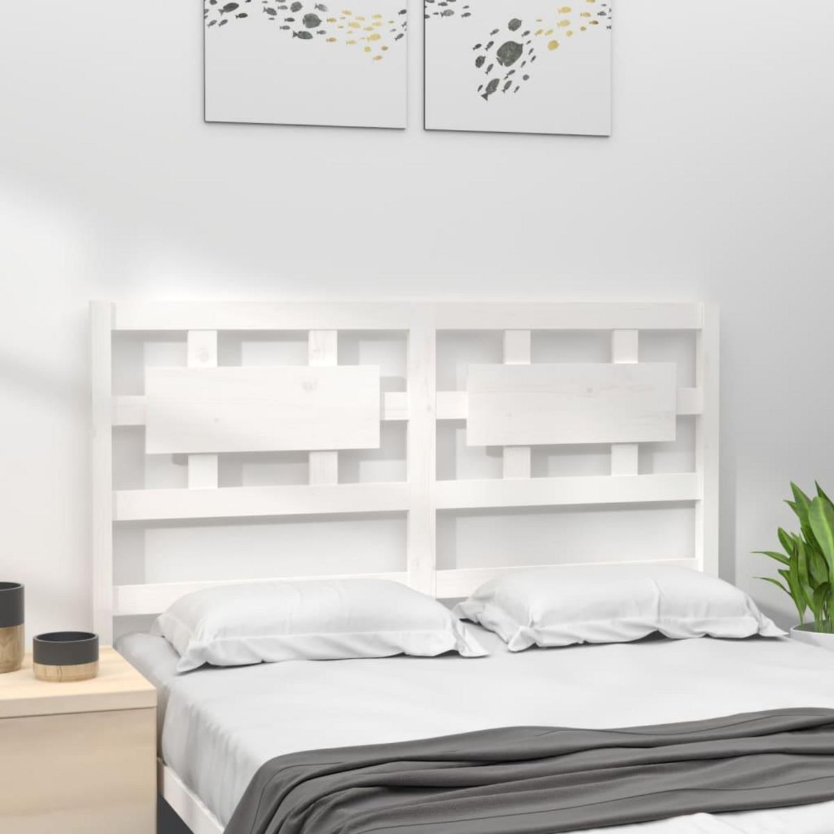 VIDAXL Tete de lit blanc 140,5x4x100 cm bois massif de pin