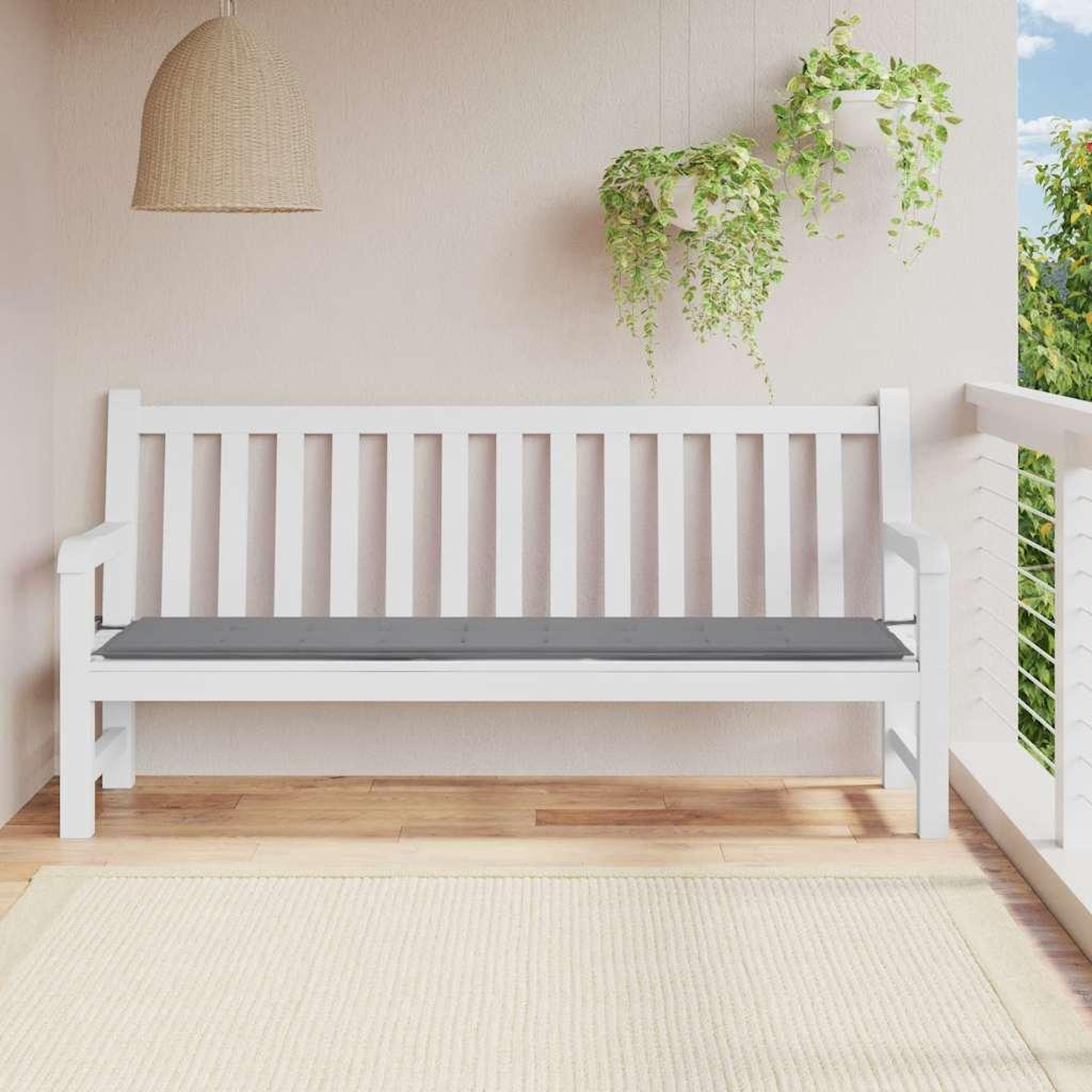 VIDAXL Coussin de banc de jardin gris 200x50x3 cm tissu oxford