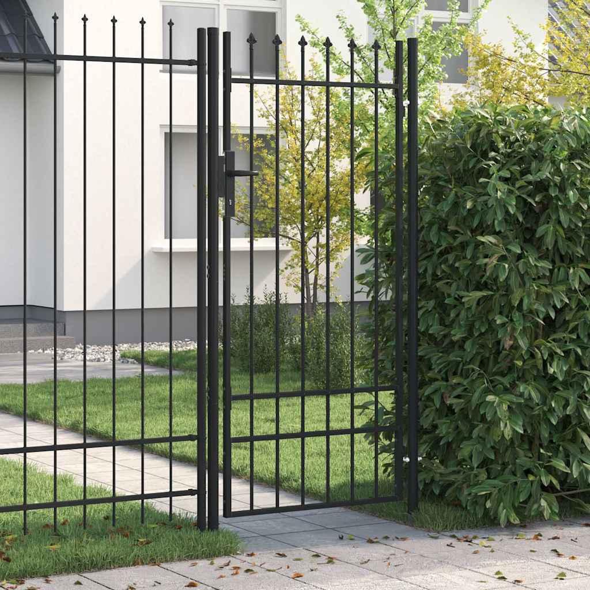 Voir la diapositive 2 : VIDAXL Portail de cloture BOXTEL une porte avec pointe 1x2 m noir
