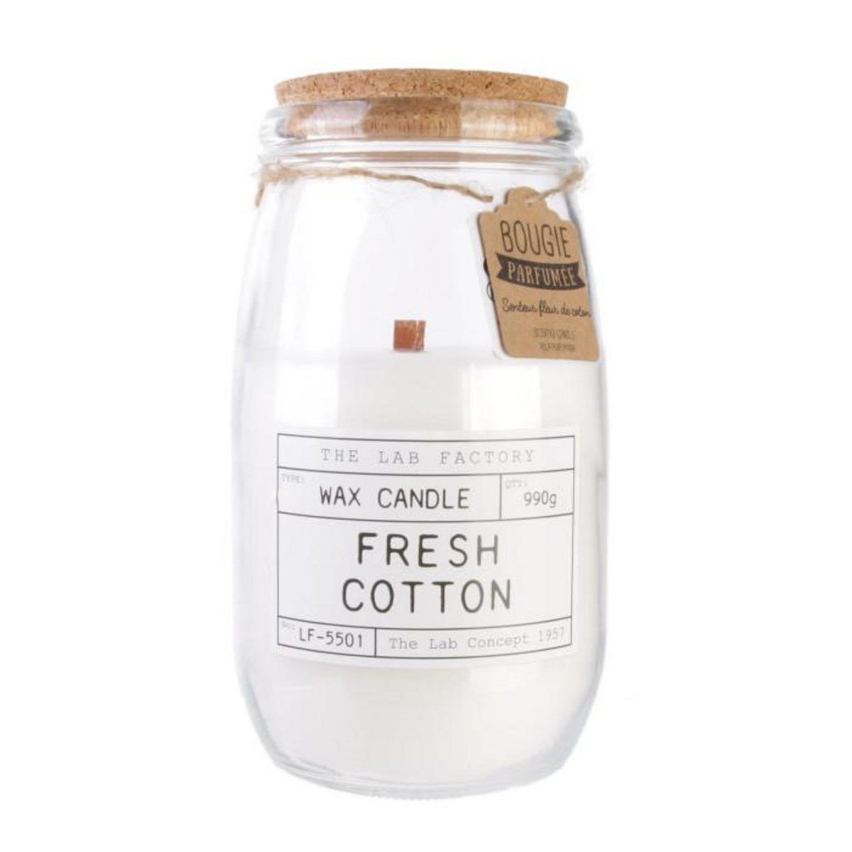 Paris Prix Bougie Parfumée Déco  Lab  990g Fresh Coton