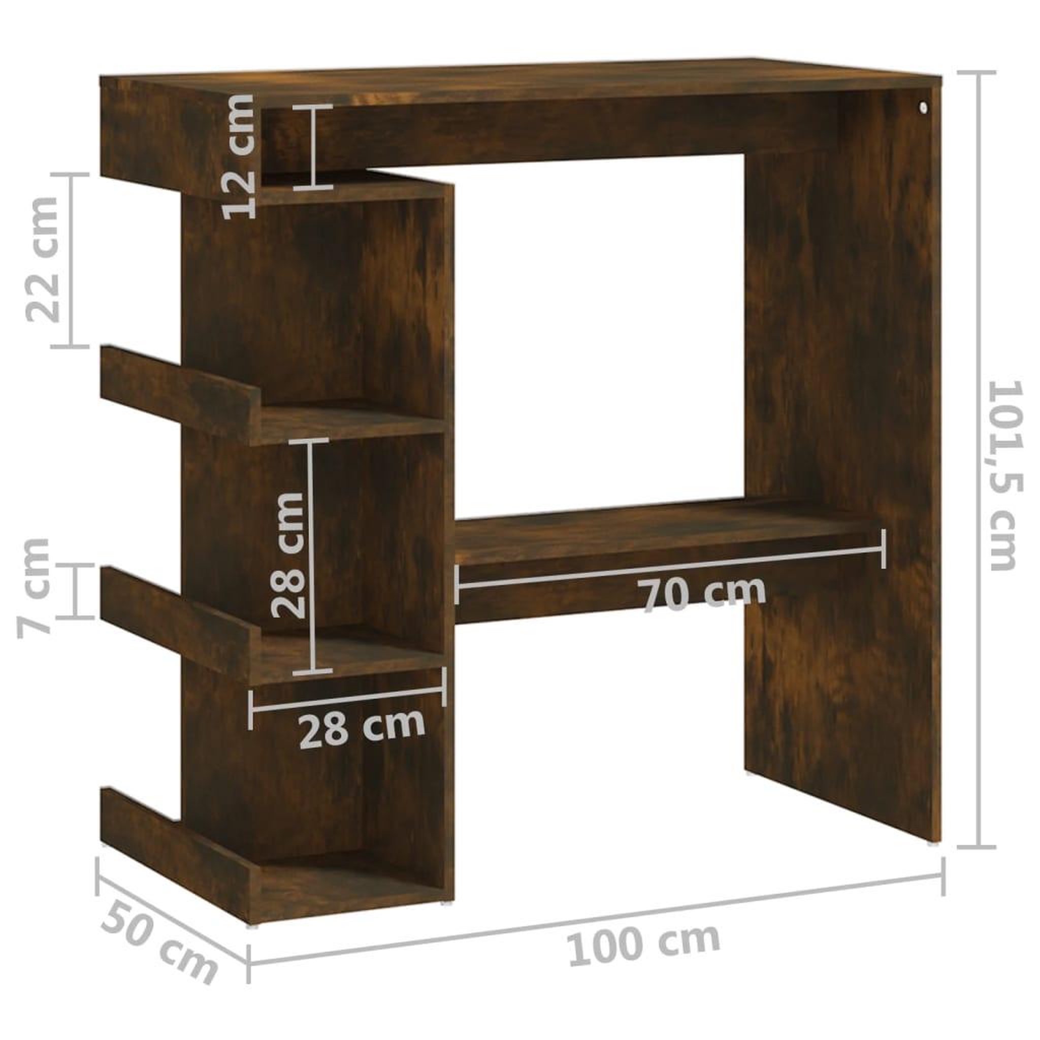 Voir la diapositive 6 : VIDAXL Table de bar et etagere de rangement chene fume bois ingenierie