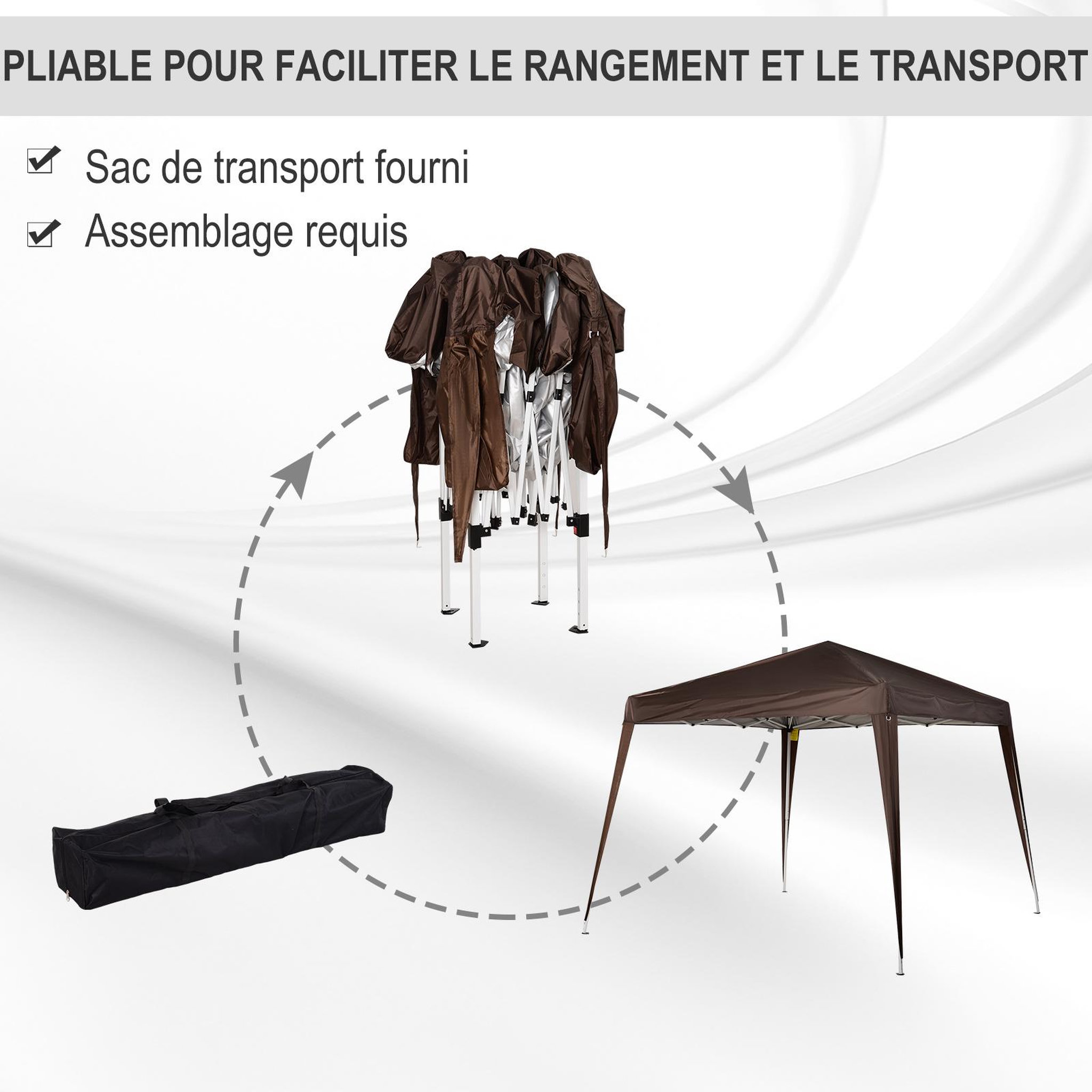 Voir la diapositive 5 : OUTSUNNY Tonnelle barnum de jardin pop-up pliant 2,4L x 2,4l x 2,5H m acier polyester imperméabilisé anti UV avec sac de transport chocolat