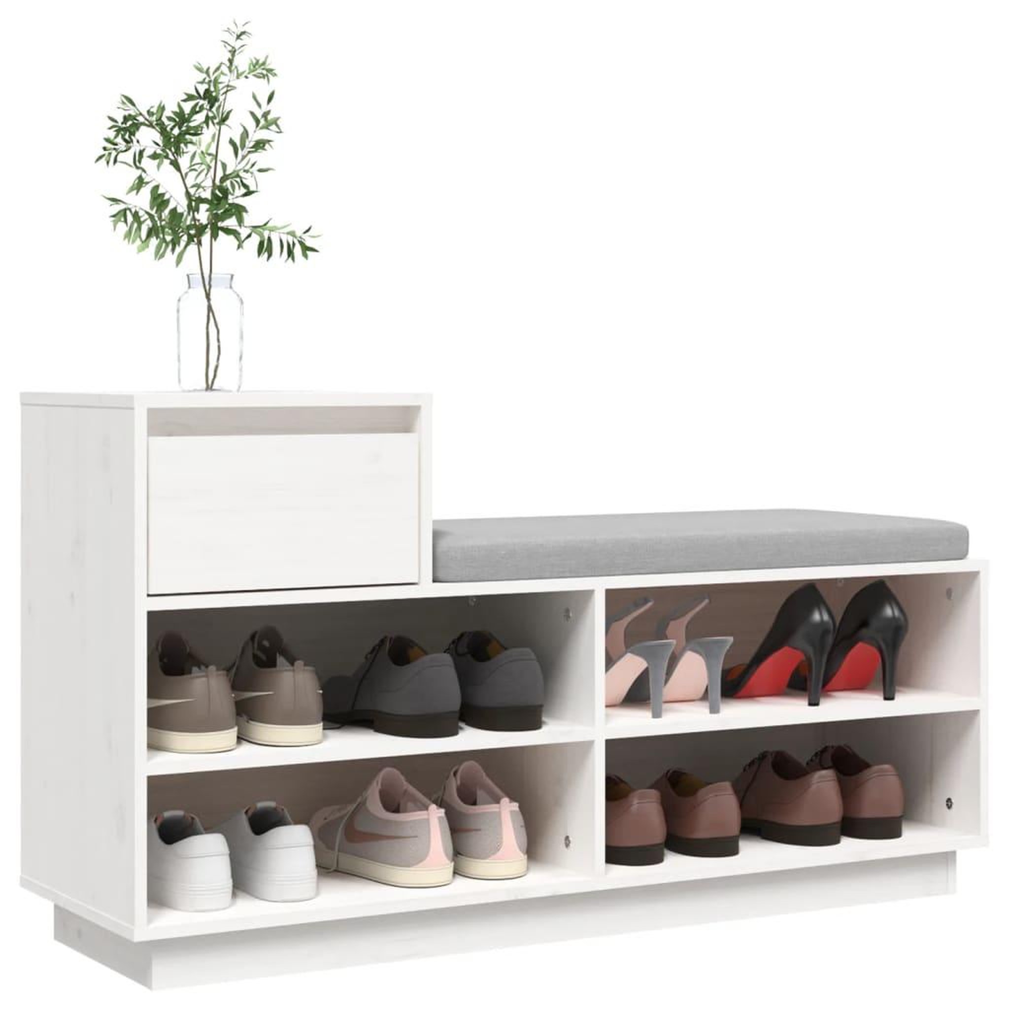Voir la diapositive 4 : VIDAXL Armoire a chaussures Blanc 110x34x61 cm Bois de pin massif