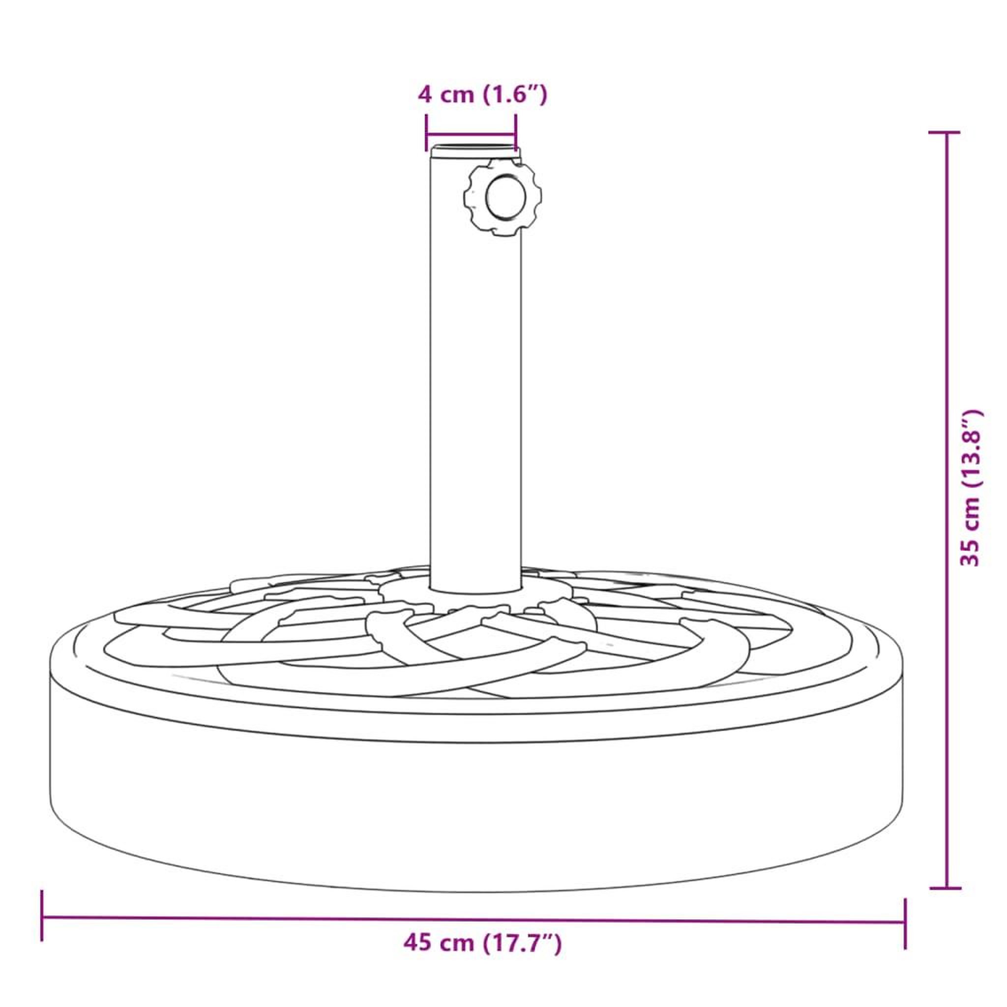 Voir la diapositive 6 : VIDAXL Base de parasol pour mats Ø38 / 48 mm 25 kg rond