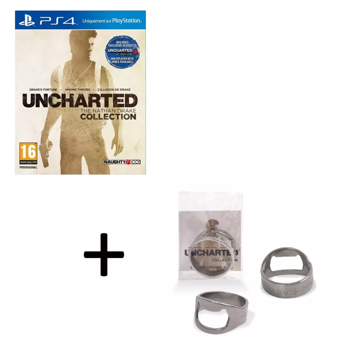 Uncharted : The Nathan Drake Collection PS4 + Bague ouvre-bouteille Uncharted Collection