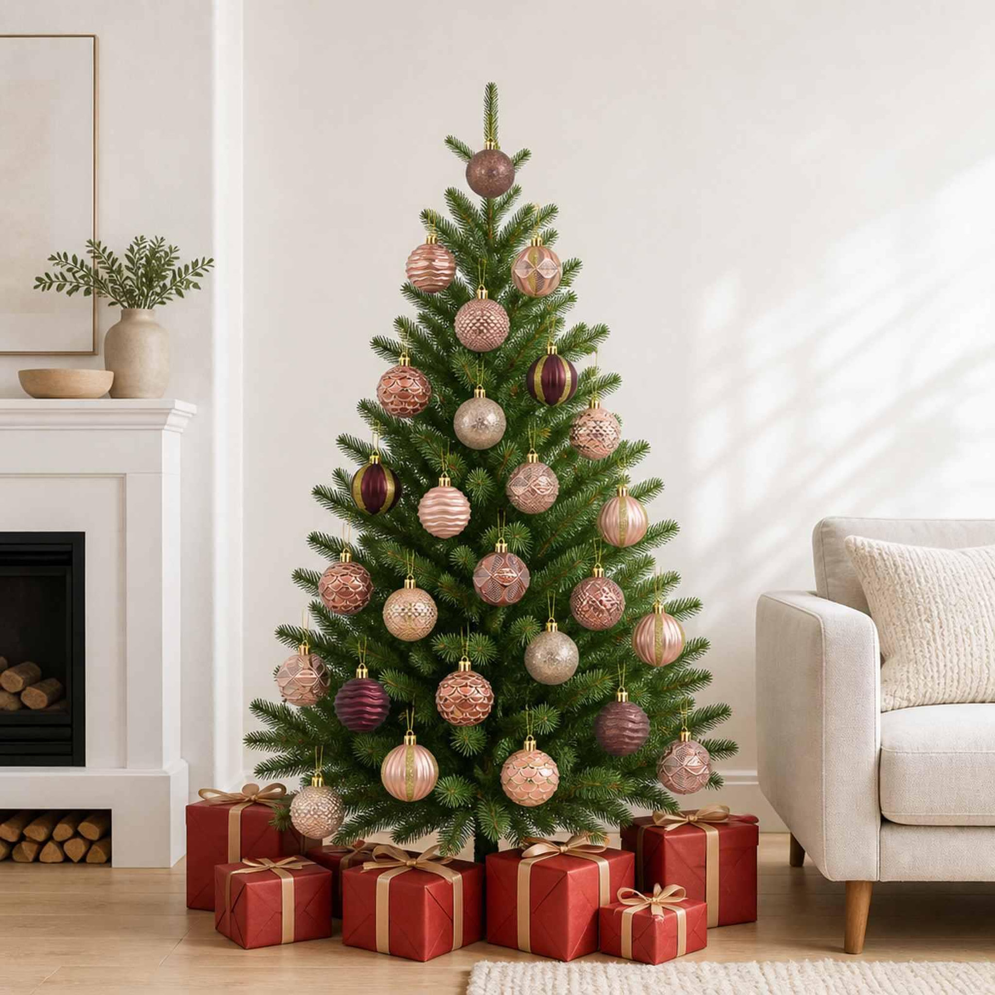 Voir la diapositive 2 : VIDAXL Ensemble de boules de Noël 36 pc Champagne et brun Diam. 6 cm