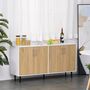 Voir la diapositive 4 : HOMCOM Buffet meuble de rangement 2 placards 2 portes avec étagères réglables blanc chêne clair