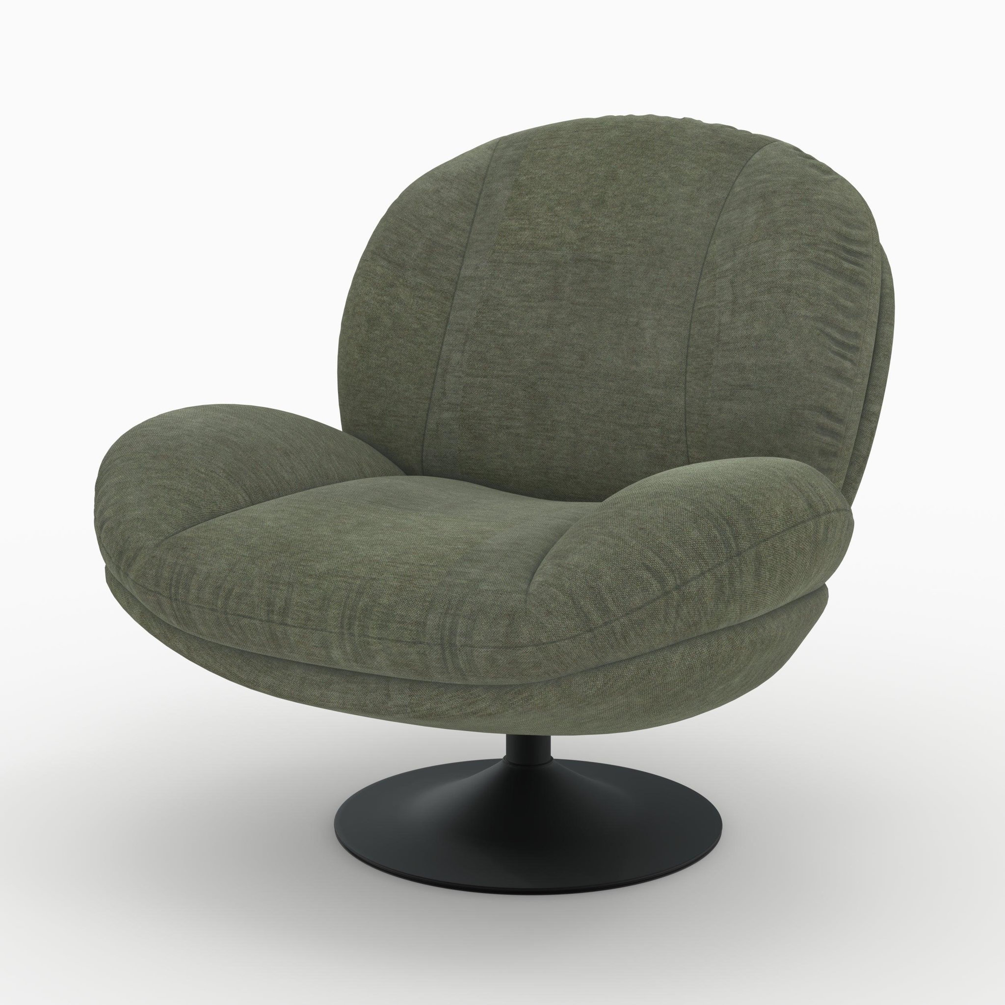 MAISON PAVANE Fauteuil pivotant en tissu effet velours vert kaki-ricci