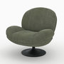 Voir la diapositive 1 : MAISON PAVANE Fauteuil pivotant en tissu effet velours vert kaki-Ricci