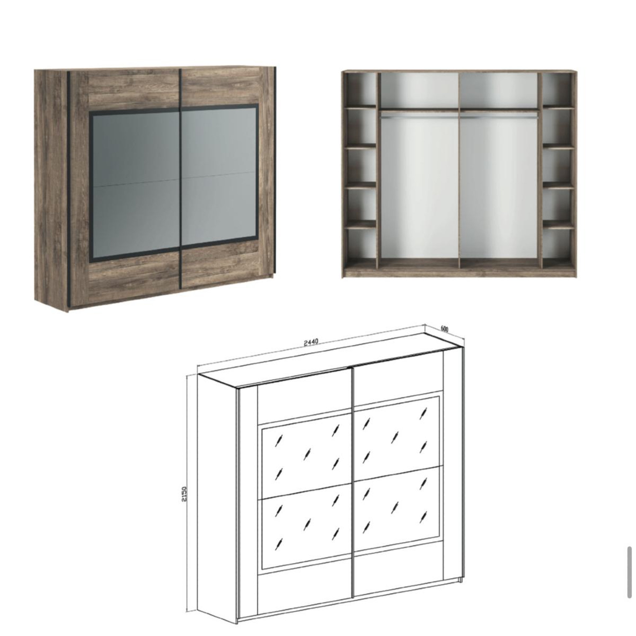 Voir la diapositive 5 : JLC KREATION Armoire adulte en bois avec portes coulissantes pierre