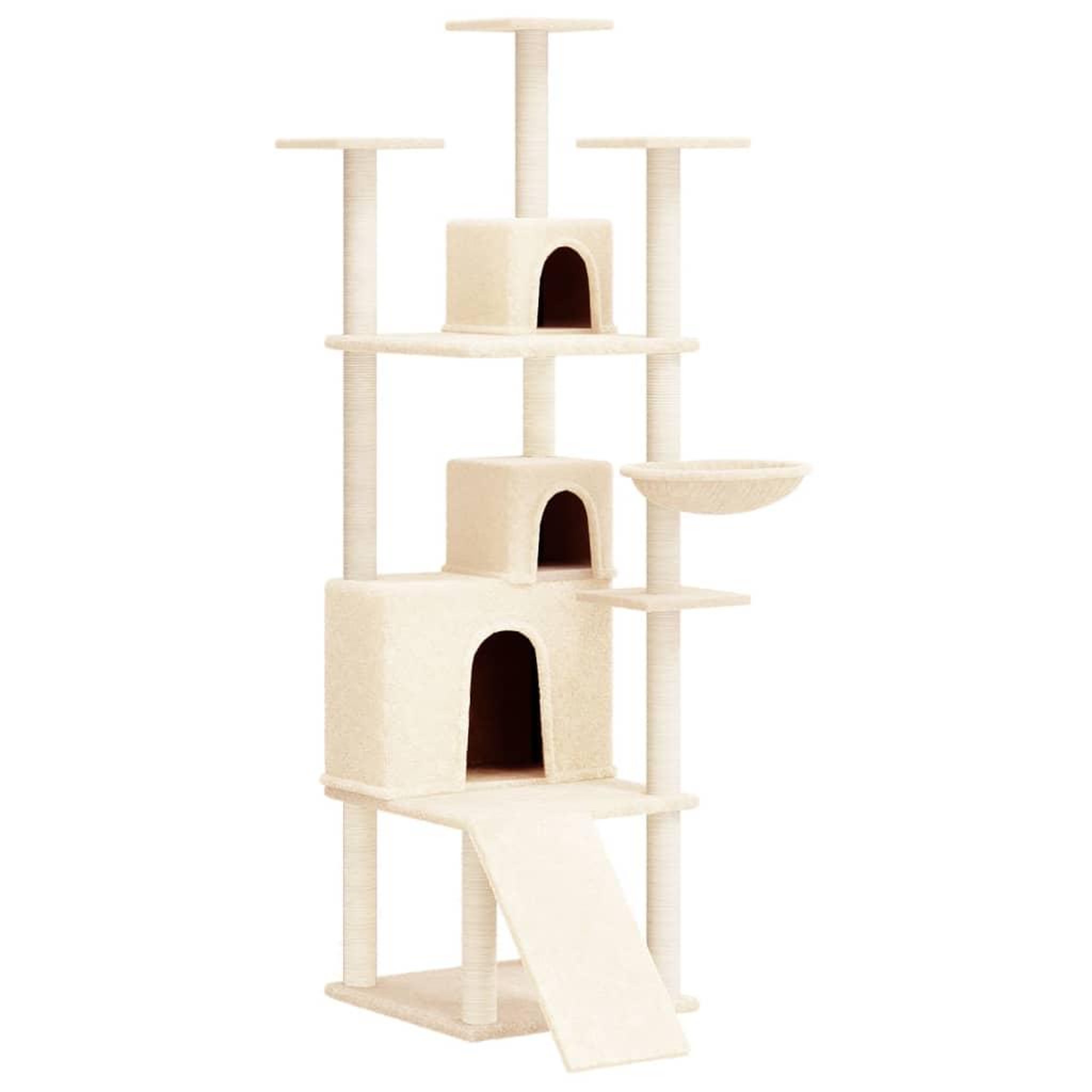 Voir la diapositive 2 : VIDAXL Arbre a chat avec griffoirs en sisal Creme 175 cm