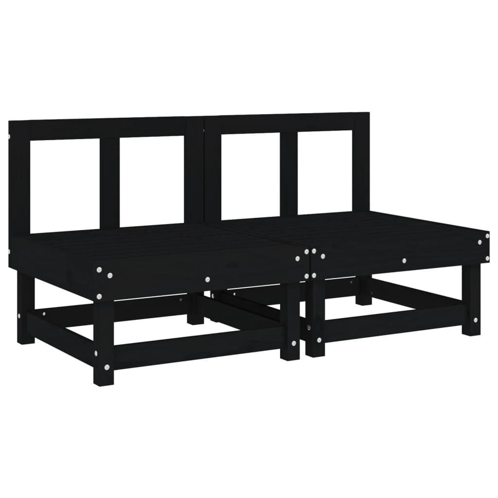 Voir la diapositive 2 : VIDAXL Canapes centraux de jardin 2 pcs noir bois de pin massif