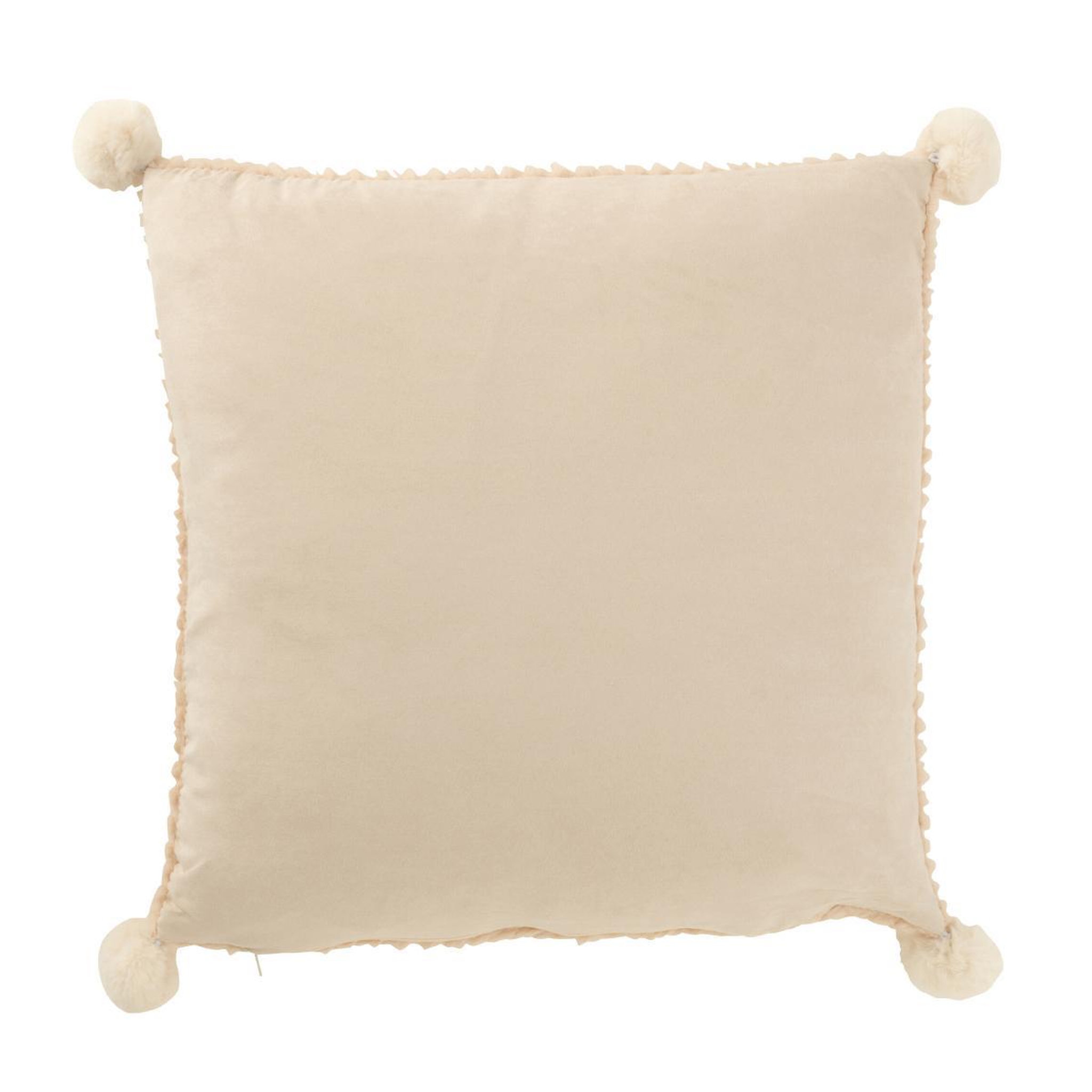 Voir la diapositive 2 : J-LINE Coussin déco à pompons  ulysse  45x45cm beige