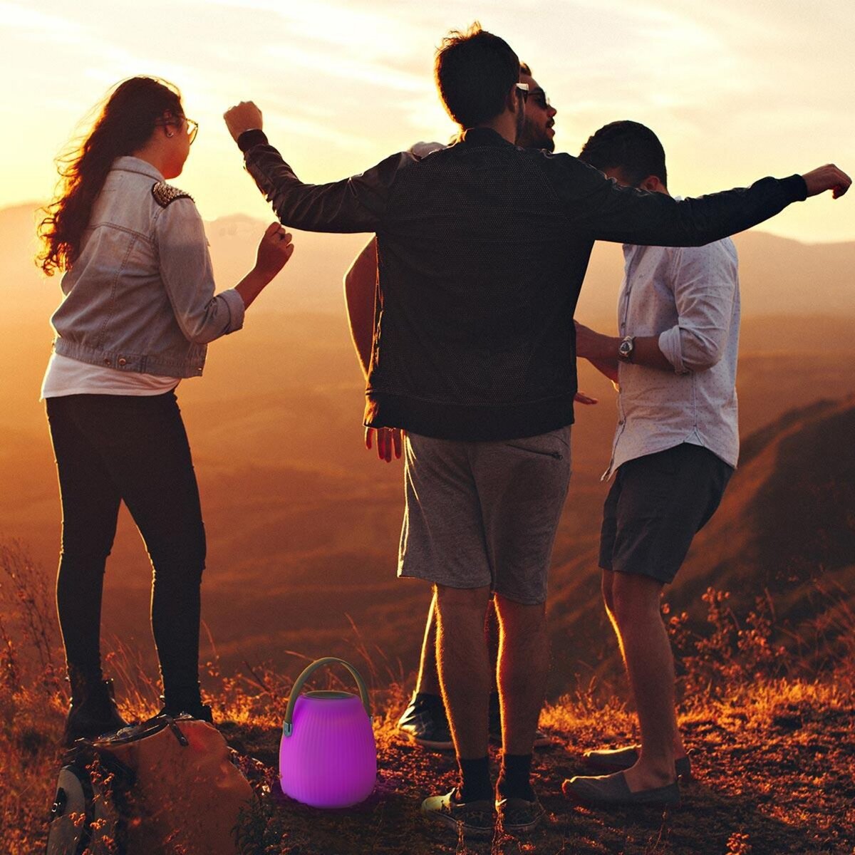 Lumisky Lampe enceinte bluetooth sans fil MINI MAY Beige Polyéthylène H23CM