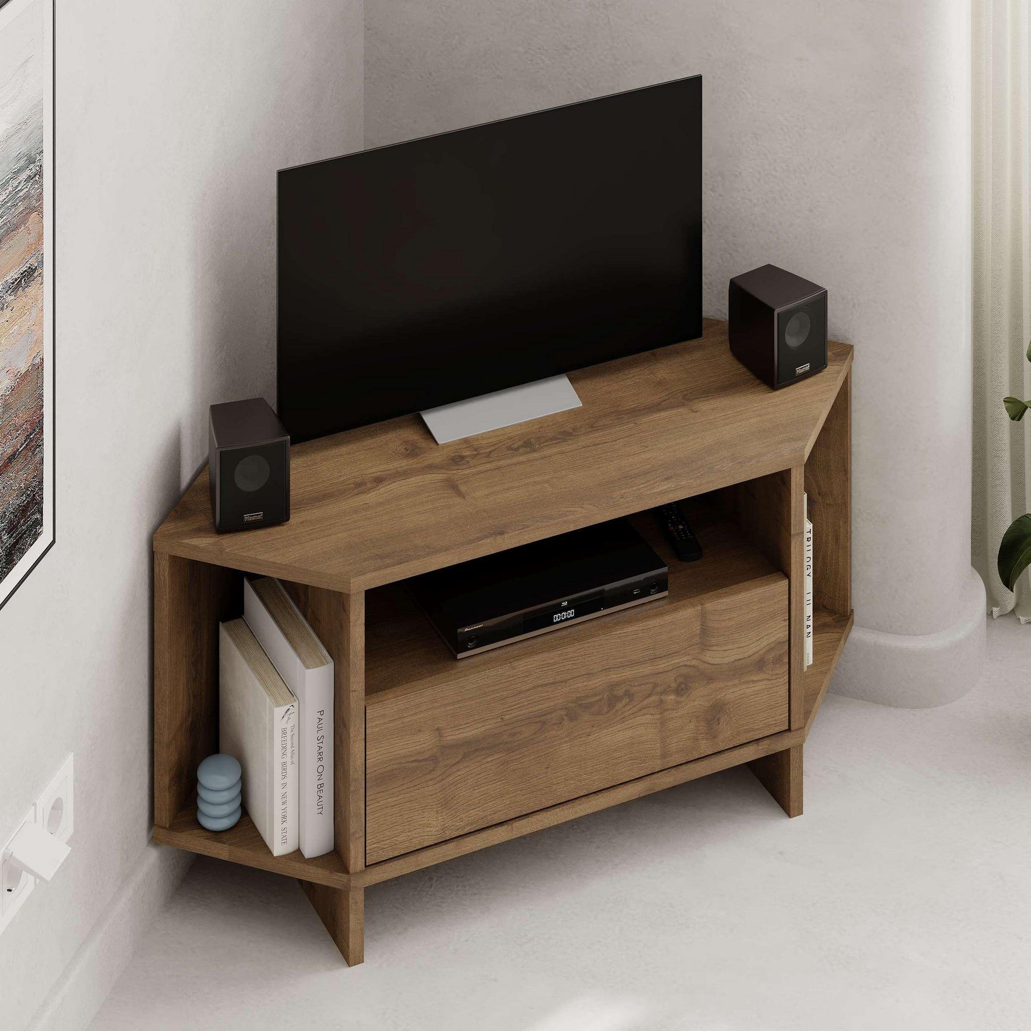 Voir la diapositive 2 : Habitat et Jardin Meuble tv en bois  viva  - 95 x 35 x 45 cm - marron
