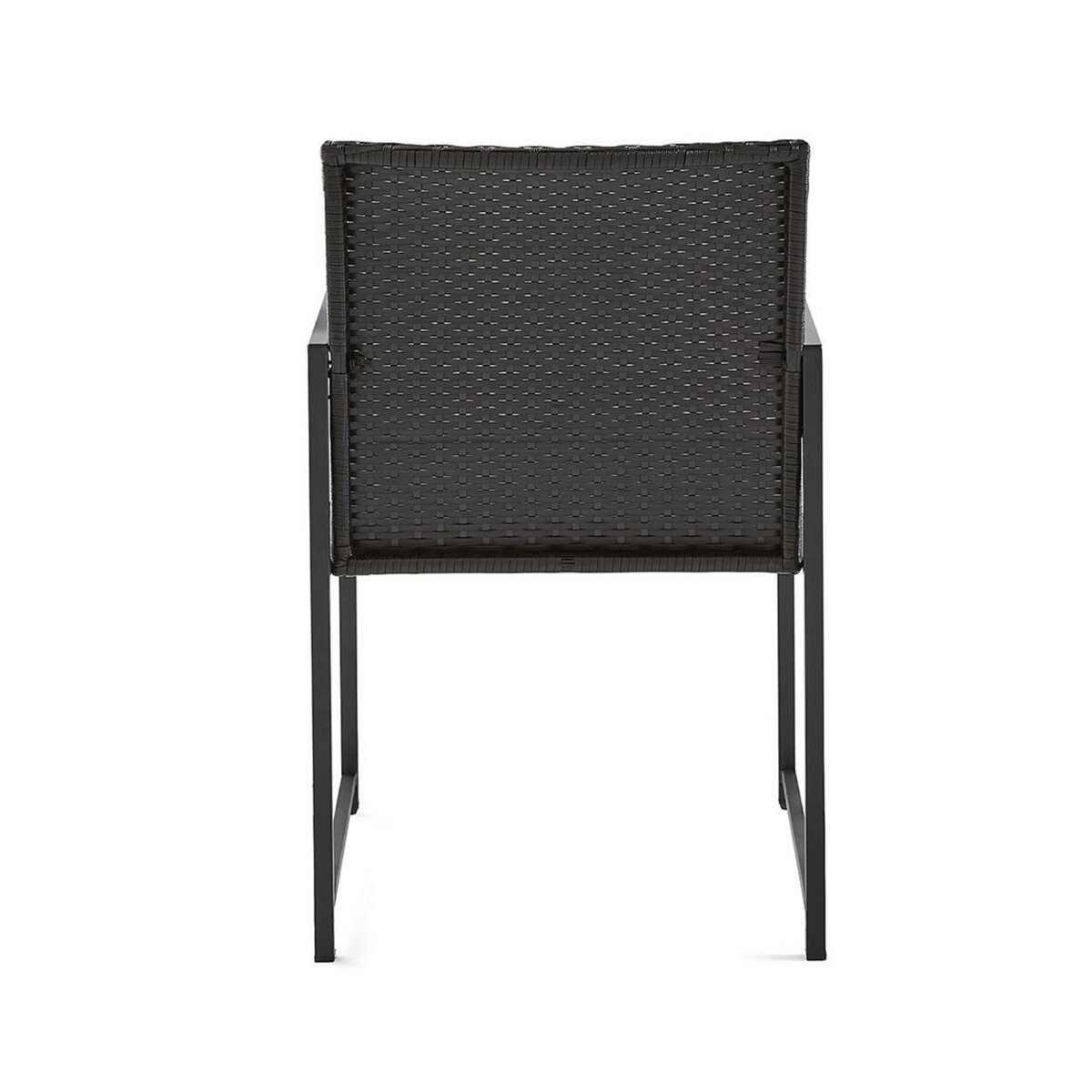 BEST MOBILIER Olaria – ensemble table et chaises de jardin en acier noir - 8 places - coussins gris