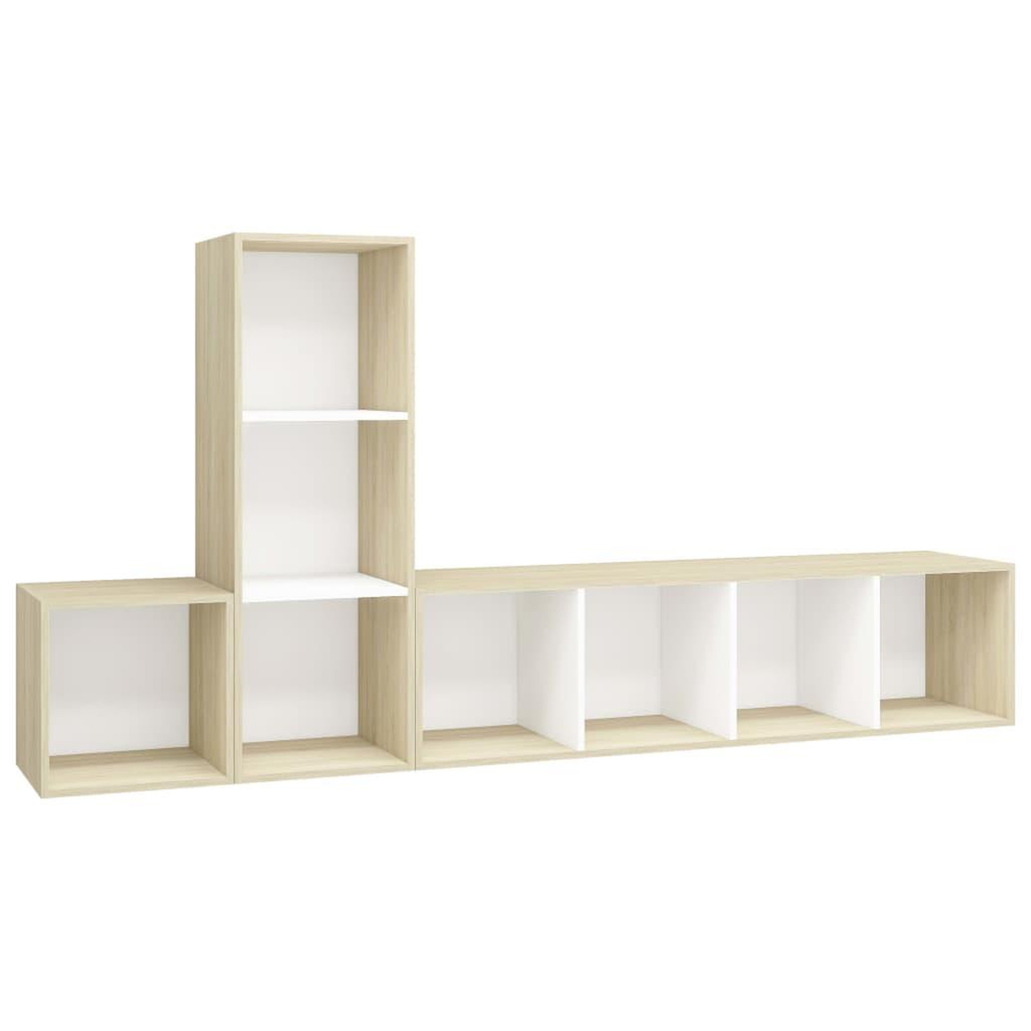 Voir la diapositive 2 : VIDAXL Ensemble de meubles TV 3pcs Blanc chene sonoma Bois ingenierie