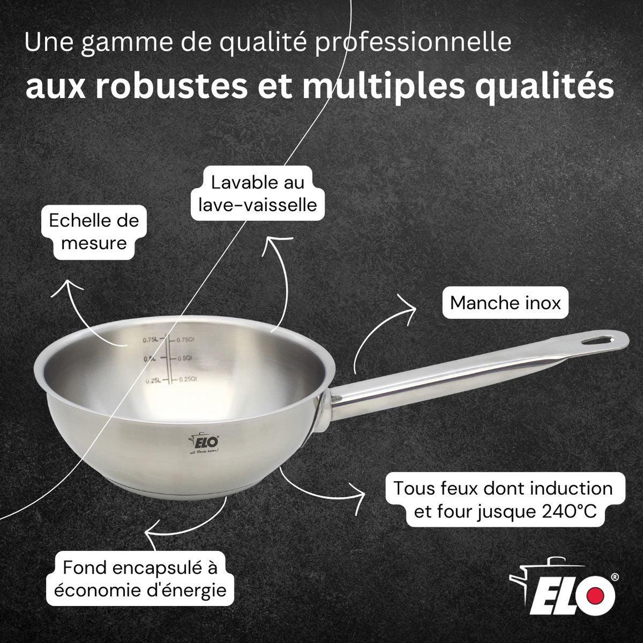 Voir la diapositive 6 : ELO Sauteuse 16 cm en acier inoxydable 18/8 elo profi cuisine